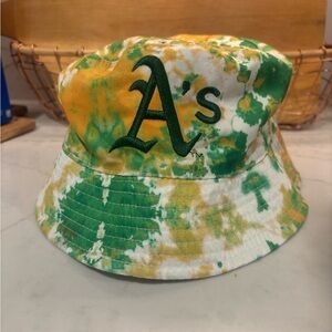 Oakland A’s Athletics Green and Yellow Tie-Dye Bucket Hat